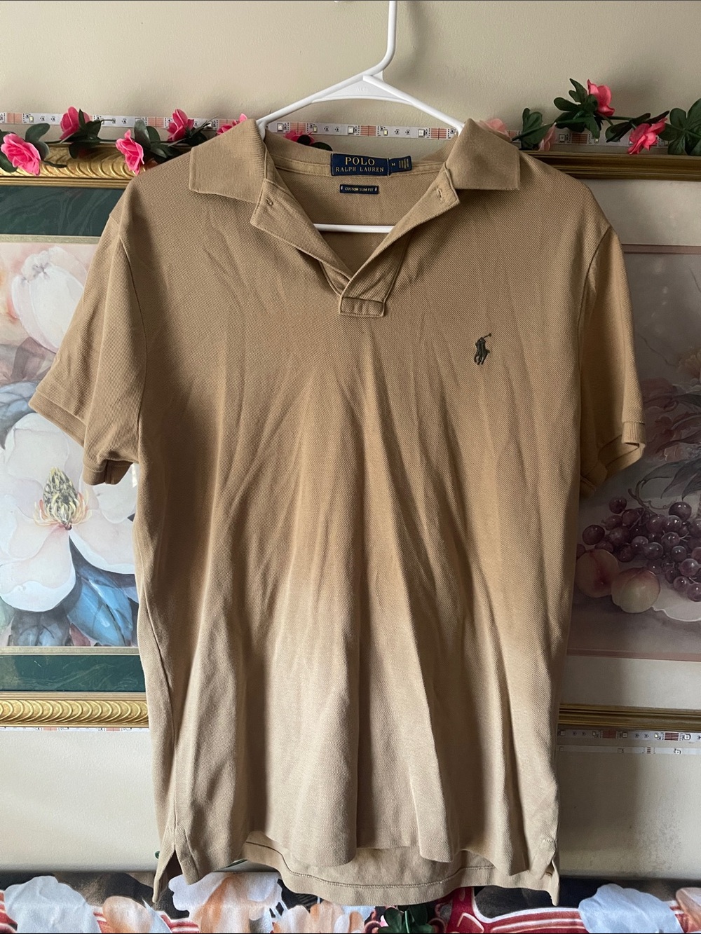 Polo by Ralph Lauren Men’s Khaki Collared Short-Sleeve Polo